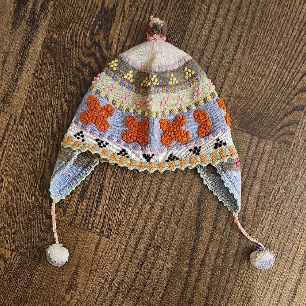 Colorful Knit Kids Beanie with Pom-Poms - Picture 3 of 5